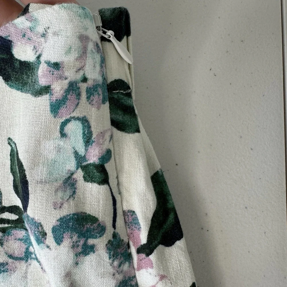 J‎ Jill Cropped Pants Floral Linen Blend Size Large